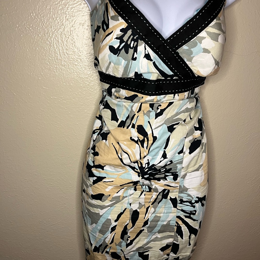100% cotton Black and White Ruched Wrap Mini Dress